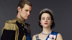 Elisabetta II e il principe Filippo in The Crown