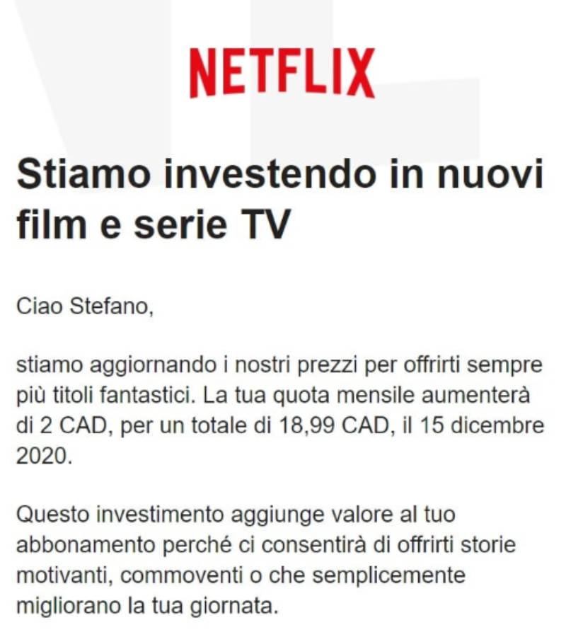 La mail di Netflix mandata al giornalista