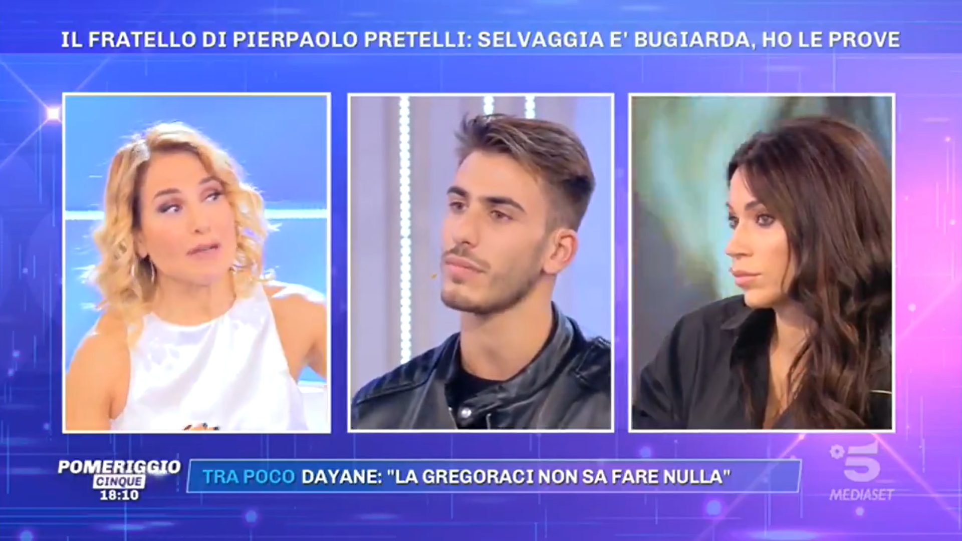 Pomeriggio 5, fratello di Pretelli su Selvaggia Roma: “Ci ha provato anche con me”