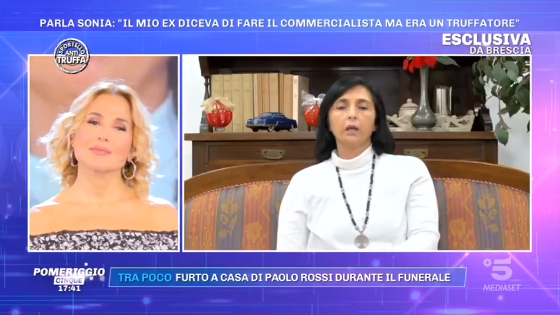 Pomeriggio 5, truffe amorose, parla una donna vittima di raggiri: “mi ha portato via tanti soldi”