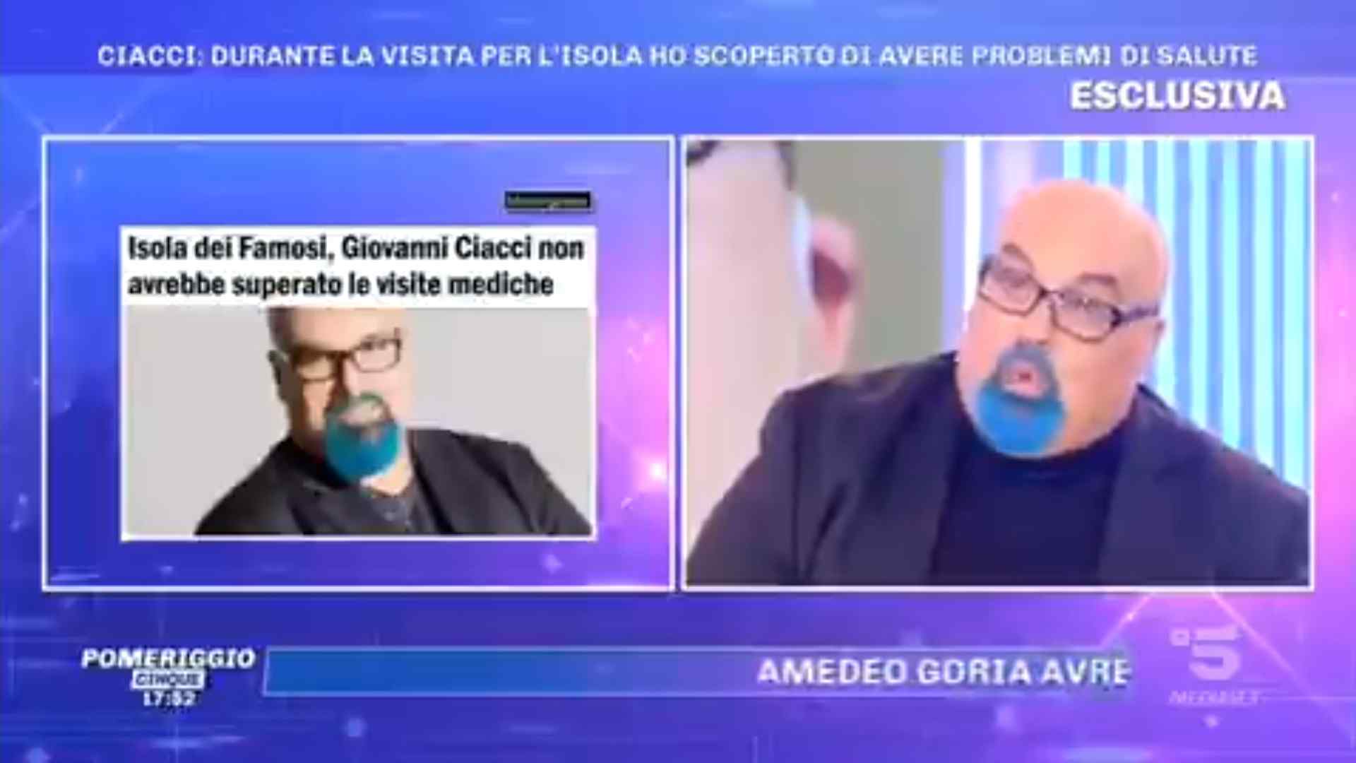 Pomeriggio 5, Ciacci: non ho superato le visite mediche per l’Isola dei Famosi