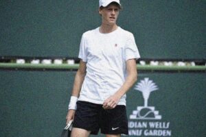 Jannick Sinner in allenamento a Indian Wells