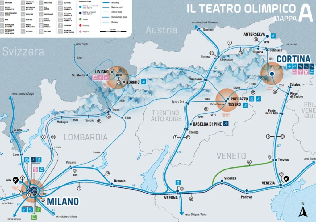 Mappa Olimpiadi Invernali Cortina 2026