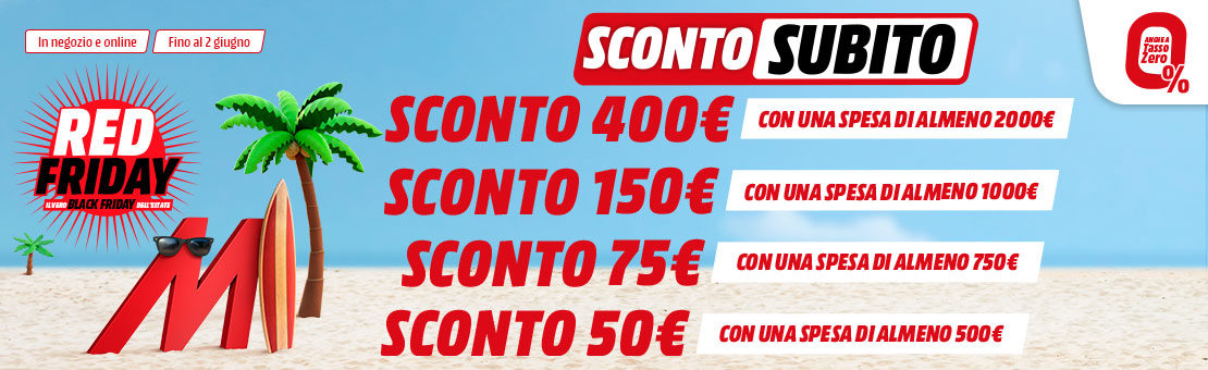 offerte mediaworld sconto subito red friday