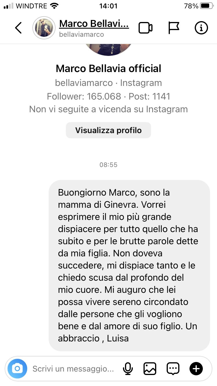 Luisa Peterlongo - messaggio a Marco Bellavia