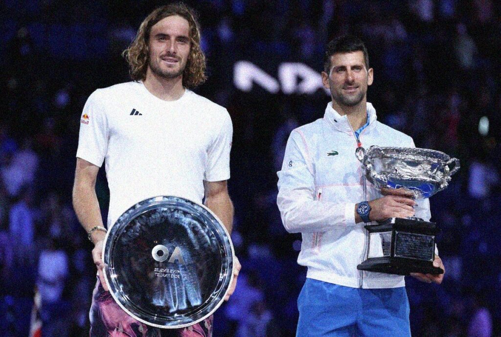 novak djokovic e stefanos tsitsipas premiazione australian open 2023