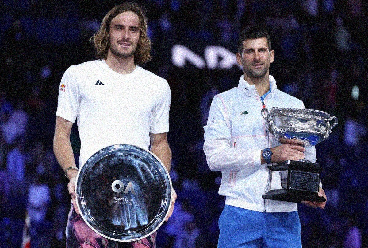 novak djokovic e stefanos tsitsipas premiazione australian open 2023