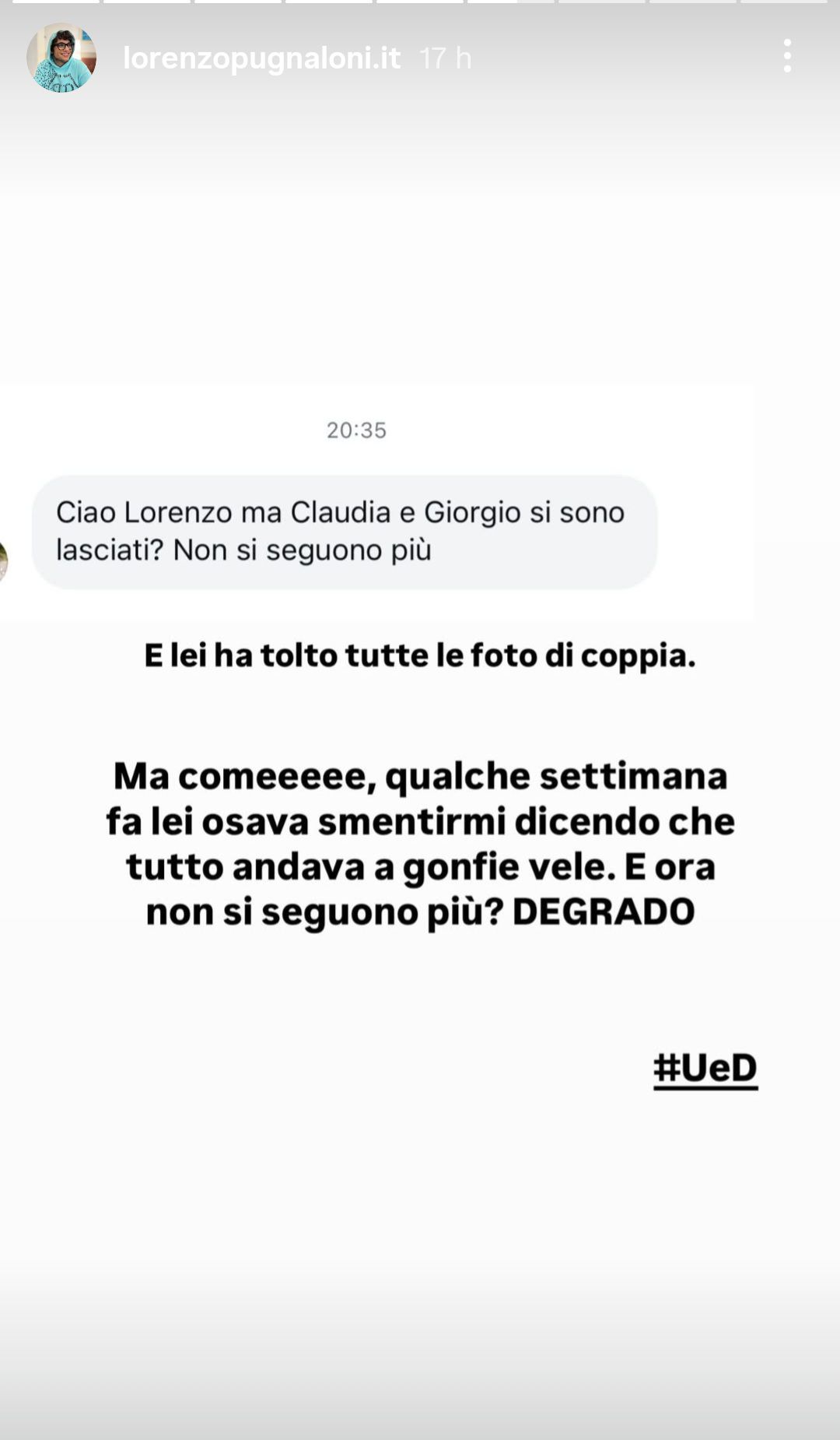 Altra coppia UeD scoppia