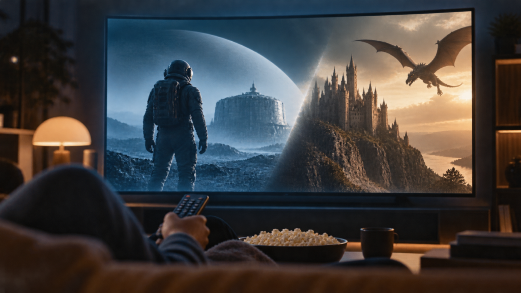 Streaming platforms and popular corporate television shows.