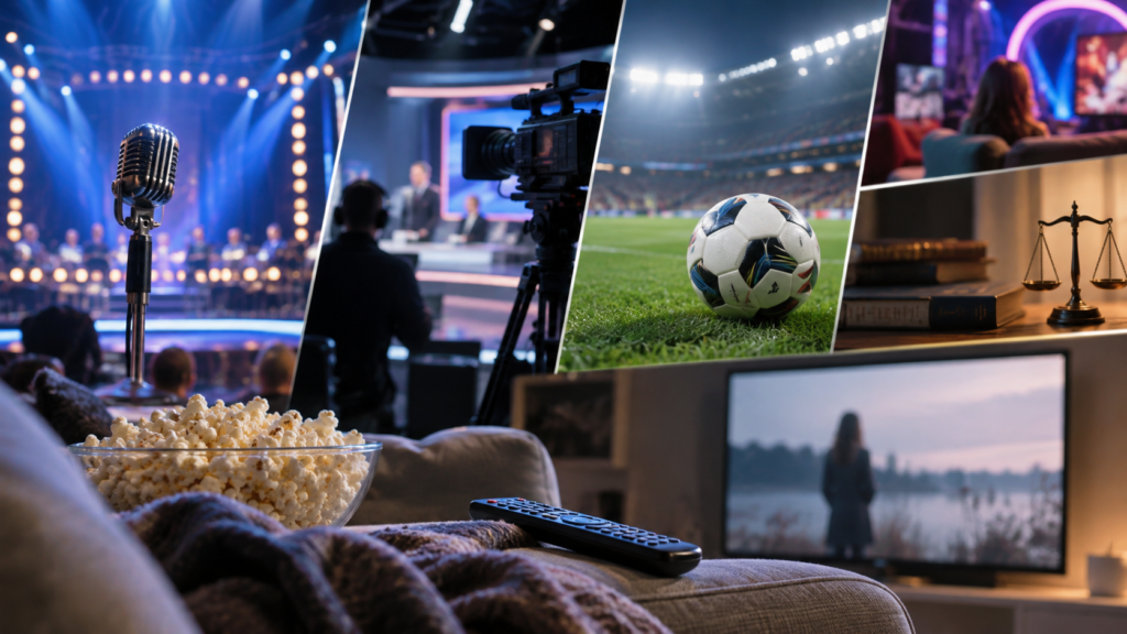 Grafica con notizie tv e festival di Sanremo