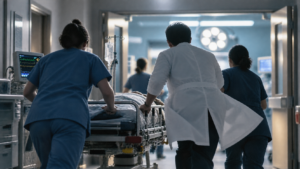 Cast of The Trauma Code in emergency room